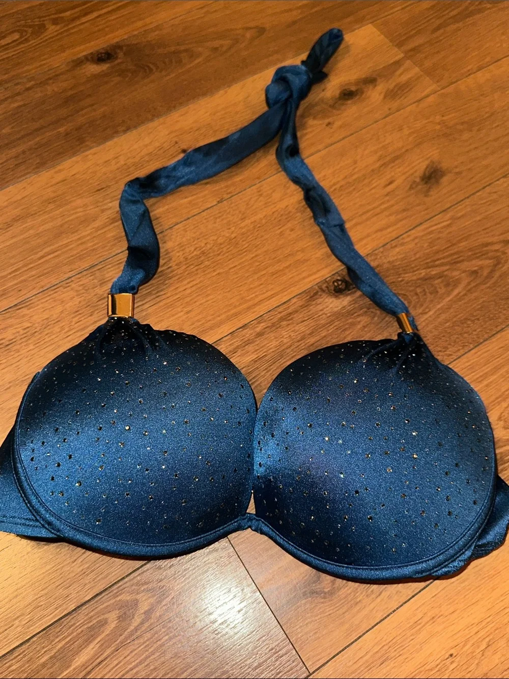 Victoria Secret Rhinestone Push Up Halter Bikini Top. 34D - Picture 2 of 7